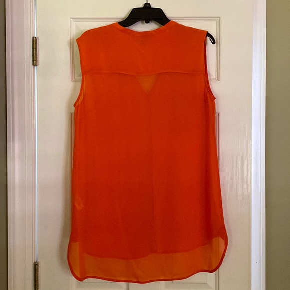 French Connection 100% Silk Women’s Orange Button Down Blouse Size 10 - Picture 3 of 3